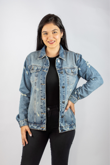 Jaqueta Jeans Unissex Puídos Média DOCT