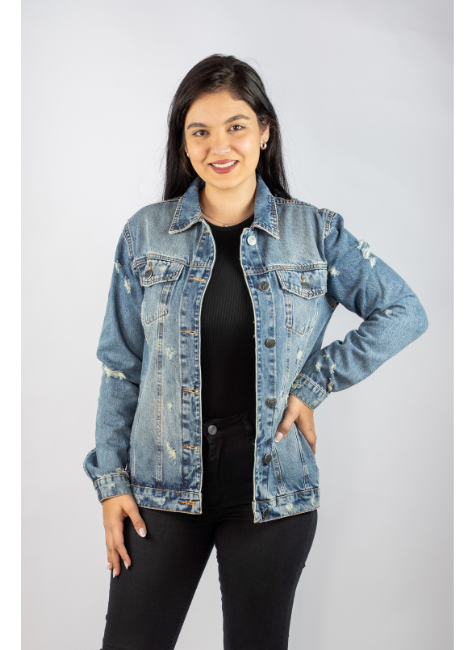 Jaqueta Jeans Unissex Puídos Média DOCT