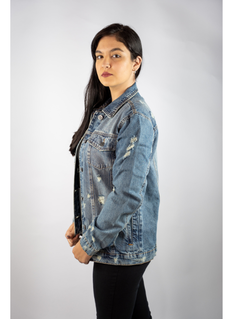 Jaqueta Jeans Unissex Puídos Média DOCT