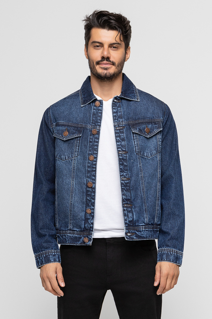 Jaqueta Masc Trucker Basic Escura Doct - Indigo Escuro